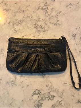 Juicy Couture Black Pleated Wristlet Clutch